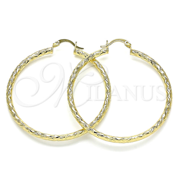 Oro Laminado Large Hoop, Gold Filled Style Diamond Cutting Finish, Golden Finish, 02.213.0245.1.50