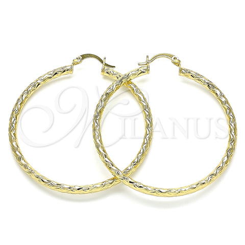 Oro Laminado Large Hoop, Gold Filled Style Diamond Cutting Finish, Golden Finish, 02.213.0245.1.50