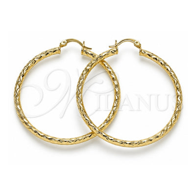 Oro Laminado Large Hoop, Gold Filled Style Diamond Cutting Finish, Golden Finish, 02.213.0245.1.50