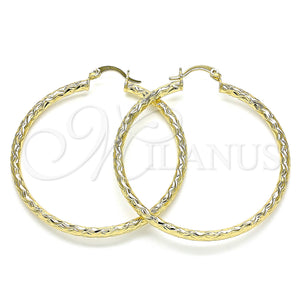 Gold Filled Hoop Earrings — Large Hoop Diamond Cutting 02. — main product view — SKU 143817 | Oro Laminado aretes de aro — Large Hoop Diamond Cutting 02. — SKU 143817