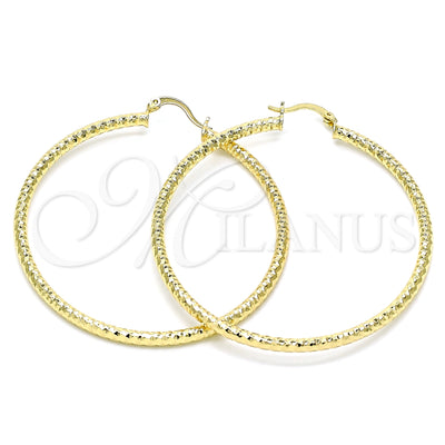 Oro Laminado Large Hoop, Gold Filled Style Diamond Cutting Finish, Golden Finish, 02.213.0246.1.60