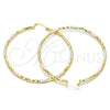 Oro Laminado Extra Large Hoop, Gold Filled Style Diamond Cutting Finish, Tricolor, 02.213.0156.1.70