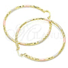 Oro Laminado Extra Large Hoop, Gold Filled Style Diamond Cutting Finish, Tricolor, 02.213.0156.1.70