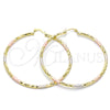 Oro Laminado Extra Large Hoop, Gold Filled Style Diamond Cutting Finish, Tricolor, 02.213.0156.1.70