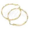 Oro Laminado Large Hoop, Gold Filled Style Diamond Cutting Finish, Tricolor, 02.213.0156.1.60