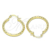 Oro Laminado Medium Hoop, Gold Filled Style Hollow Design, Diamond Cutting Finish, Golden Finish, 02.213.0246.1.30