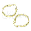 Oro Laminado Medium Hoop, Gold Filled Style Hollow Design, Diamond Cutting Finish, Golden Finish, 02.213.0246.1.30