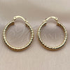 Oro Laminado Medium Hoop, Gold Filled Style Hollow Design, Diamond Cutting Finish, Golden Finish, 02.213.0246.1.30