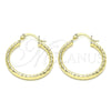 Oro Laminado Medium Hoop, Gold Filled Style Hollow Design, Diamond Cutting Finish, Golden Finish, 02.213.0246.1.30