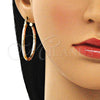 Oro Laminado Medium Hoop, Gold Filled Style Diamond Cutting Finish, Tricolor, 02.213.0156.1.40
