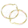 Oro Laminado Large Hoop, Gold Filled Style Diamond Cutting Finish, Tricolor, 02.213.0156.1.50