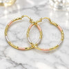 Oro Laminado Large Hoop, Gold Filled Style Diamond Cutting Finish, Tricolor, 02.213.0156.1.50
