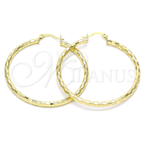 Oro Laminado Large Hoop, Gold Filled Style Diamond Cutting Finish, Golden Finish, 02.213.0156.50