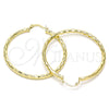 Oro Laminado Large Hoop, Gold Filled Style Hollow Design, Diamond Cutting Finish, Golden Finish, 02.213.0156.50