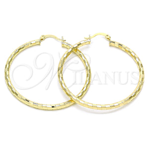 Gold Filled Hoop Earrings — Large Hoop Hollow Design Diamond Cutting 02. — main product view — SKU 143832 | Oro Laminado aretes de aro — Large Hoop Hollow diseño Diamond Cutting 02. — SKU 143832