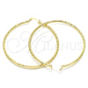 Oro Laminado Extra Large Hoop, Gold Filled Style Diamond Cutting Finish, Golden Finish, 02.213.0150.70