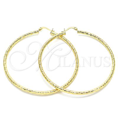 Oro Laminado Extra Large Hoop, Gold Filled Style Diamond Cutting Finish, Golden Finish, 02.213.0150.70