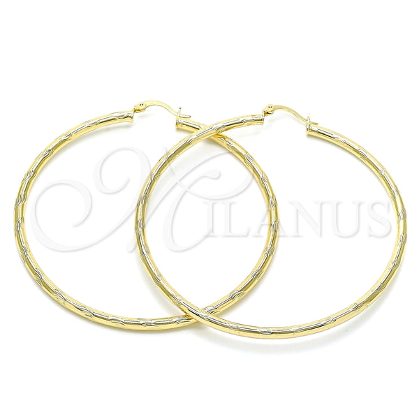 Oro Laminado Extra Large Hoop, Gold Filled Style Diamond Cutting Finish, Golden Finish, 02.213.0152.70