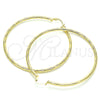 Oro Laminado Extra Large Hoop, Gold Filled Style Hollow Design, Diamond Cutting Finish, Golden Finish, 02.213.0152.70