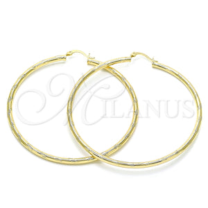Gold Filled Hoop Earrings — Extra Large Hoop Hollow Design Diamond Cutting 02. — main product view — SKU 143837 | Oro Laminado aretes de aro — Extra Large Hoop Hollow diseño Diamond Cutting 02. — SKU 143837