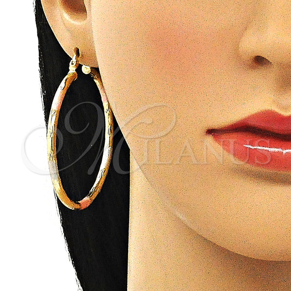 Gold Filled Hoop Earrings — Large Hoop Diamond Cutting Tricolor 02. — alternate product view — SKU 143839 | Oro Laminado aretes de aro — Large Hoop Diamond Cutting Tricolor 02. — SKU 143839