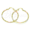 Oro Laminado Large Hoop, Gold Filled Style Diamond Cutting Finish, Tricolor, 02.213.0152.1.50