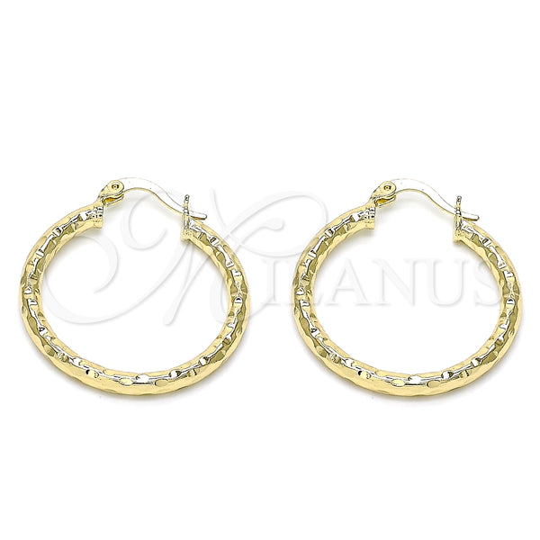 Oro Laminado Medium Hoop, Gold Filled Style Diamond Cutting Finish, Golden Finish, 02.213.0150.30