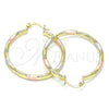 Oro Laminado Medium Hoop, Gold Filled Style Diamond Cutting Finish, Tricolor, 02.213.0152.1.40