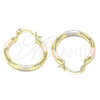 Oro Laminado Small Hoop, Gold Filled Style Diamond Cutting Finish, Tricolor, 02.213.0152.1.25