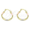 Oro Laminado Small Hoop, Gold Filled Style Diamond Cutting Finish, Tricolor, 02.213.0152.1.25
