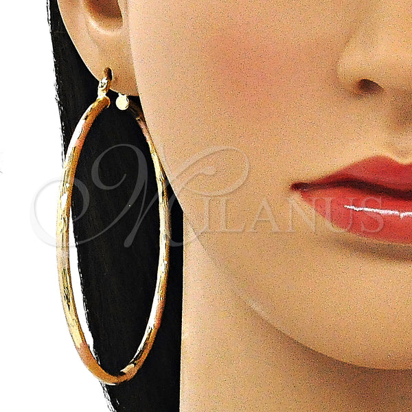 Gold Filled Hoop Earrings — Extra Large Hoop Diamond Cutting Tricolor 02. — alternate product view — SKU 143843 | Oro Laminado aretes de aro — Extra Large Hoop Diamond Cutting Tricolor 02. — SKU 143843