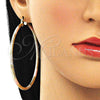Oro Laminado Extra Large Hoop, Gold Filled Style Diamond Cutting Finish, Tricolor, 02.213.0247.70