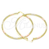Oro Laminado Extra Large Hoop, Gold Filled Style Diamond Cutting Finish, Tricolor, 02.213.0247.70