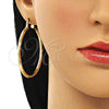 Oro Laminado Large Hoop, Gold Filled Style Hollow Design, Diamond Cutting Finish, Golden Finish, 02.213.0152.50