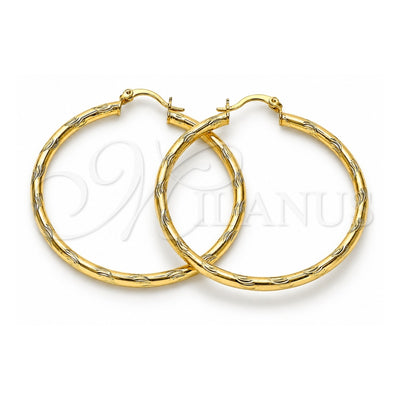 Oro Laminado Large Hoop, Gold Filled Style Hollow Design, Diamond Cutting Finish, Golden Finish, 02.213.0152.50