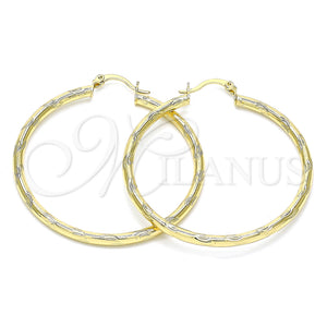 Gold Filled Hoop Earrings — Large Hoop Hollow Design Diamond Cutting 02. — main product view — SKU 143845 | Oro Laminado aretes de aro — Large Hoop Hollow diseño Diamond Cutting 02. — SKU 143845