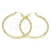 Oro Laminado Large Hoop, Gold Filled Style Hollow Design, Diamond Cutting Finish, Golden Finish, 02.213.0152.50