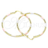 Oro Laminado Large Hoop, Gold Filled Style Diamond Cutting Finish, Tricolor, 02.213.0247.60