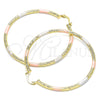 Oro Laminado Large Hoop, Gold Filled Style Diamond Cutting Finish, Tricolor, 02.213.0247.60