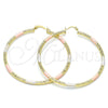 Oro Laminado Large Hoop, Gold Filled Style Diamond Cutting Finish, Tricolor, 02.213.0247.60