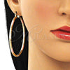 Oro Laminado Large Hoop, Gold Filled Style Hollow Design, Diamond Cutting Finish, Tricolor, 02.213.0247.60