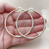 Oro Laminado Large Hoop, Gold Filled Style Hollow Design, Diamond Cutting Finish, Tricolor, 02.213.0247.60