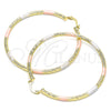 Oro Laminado Large Hoop, Gold Filled Style Hollow Design, Diamond Cutting Finish, Tricolor, 02.213.0247.60