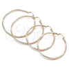 Oro Laminado Large Hoop, Gold Filled Style Hollow Design, Diamond Cutting Finish, Tricolor, 02.213.0247.60