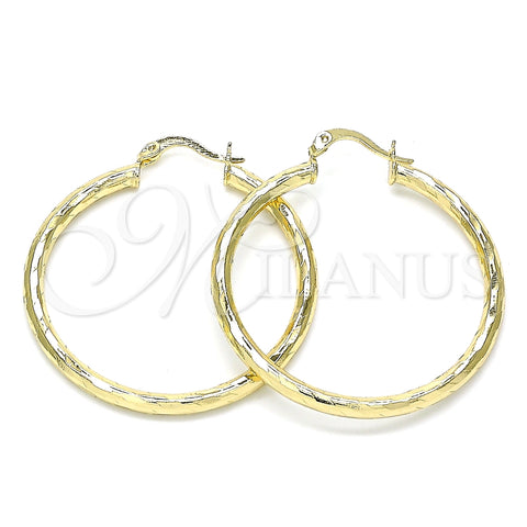 Oro Laminado Medium Hoop, Gold Filled Style Diamond Cutting Finish, Golden Finish, 02.213.0248.1.40