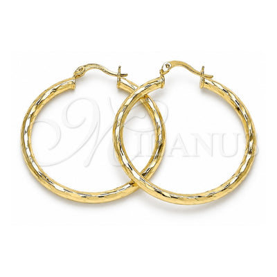 Oro Laminado Medium Hoop, Gold Filled Style Hollow Design, Diamond Cutting Finish, Golden Finish, 02.213.0248.1.40
