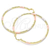 Oro Laminado Extra Large Hoop, Gold Filled Style Diamond Cutting Finish, Tricolor, 02.213.0153.1.70