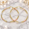 Oro Laminado Extra Large Hoop, Gold Filled Style Diamond Cutting Finish, Tricolor, 02.213.0153.1.70
