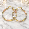 Oro Laminado Medium Hoop, Gold Filled Style Diamond Cutting Finish, Tricolor, 02.213.0153.1.40