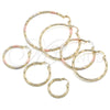 Oro Laminado Medium Hoop, Gold Filled Style Diamond Cutting Finish, Tricolor, 02.213.0153.1.40